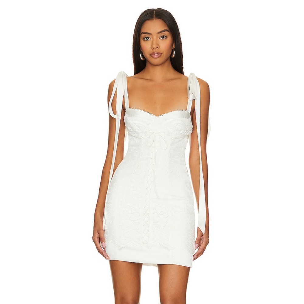 For Love & Lemons Zahra Mini Dress in White